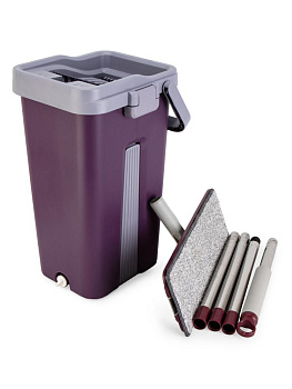 Набор для уборки пола(швабра с 2 насадками + ведро с отжимом)фиолетовый пластик 000000000001228755