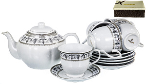 Набор чайный фарфор13шт 6 чашек220мл+6блюдец+чайник1200мл подарочная упаковка АЛЬХЕНА GUTERWAHL 114-17045 000000000001193919