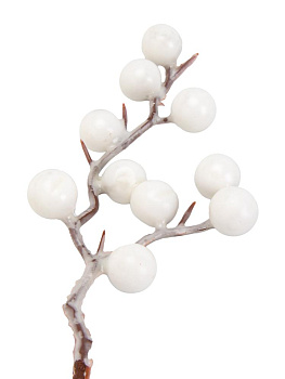Ветка с ягодами для декора 25см белый перламутр 000000000001228785