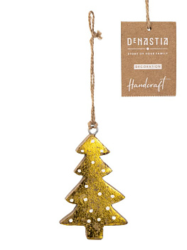 Декоративное украшение 6х1,5х8см DE'NASTIA Елка подвесная золотой дерево манго 000000000001229671