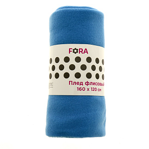 Плед 1,5-спальный 160х120см FORA плотность 140гр/м2 голубой полиэстер 000000000001185998