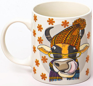 Кружка фарфор 350мл МИКС 4 декора НА УДАЧУ OLAFF 200-08038 000000000001202093