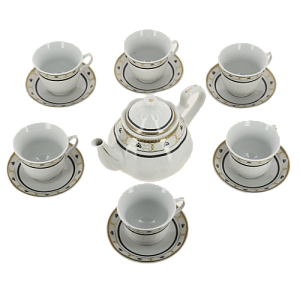 Набор чайный фарфор 13шт (6 чашек 220мл + 6 блюдец + чайник) подарочная упаковка Аврора Дана Guterwahl 113-19019 000000000001200582