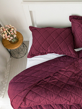 Наволочки 50x70см 2шт DE'NASTIA геометрия велюр бордовый полиэстер 000000000001227986