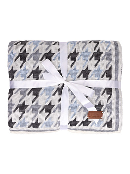 Плед 150x200см DE'NASTIA Гусиные лапки голубой/серый/молочный акрил 000000000001212170