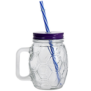 Кружка-банка 400мл Футбол прозрачная M020137/R030481 стекло 000000000001175931