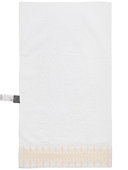 Полотенце 40x70см DE'NASTIA НЕЖНОСТЬ белый/золотой хлопок 100% 000000000001219488