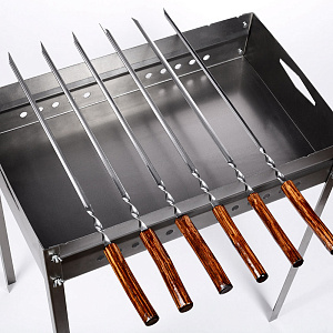 Мангал разборный средний 700х385х620мм толщина 1,5мм глубина 140мм выемка на 9 шампуров в коробке сталь 000000000001211098