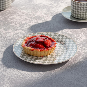 Тарелка десертная 19,5см DE'NASTIA Гусиная лапка белый/мятный фарфор 000000000001221009