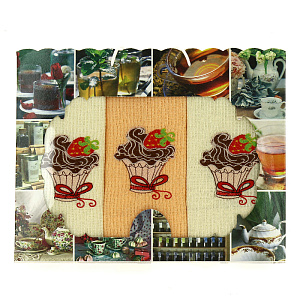 Набор полотенец 47*60, 3шт.100%хл.ваф с вышивкой ДТ, 80582 000000000001188793