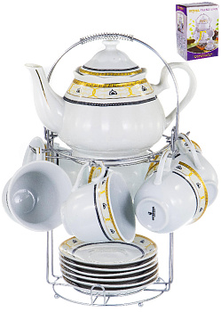 Сервиз чайный 13 предметов (чашка 220мл-6шт/блюдце-6шт/чайник) GUTERWAHL Аврора Дана фарфор 000000000001188218