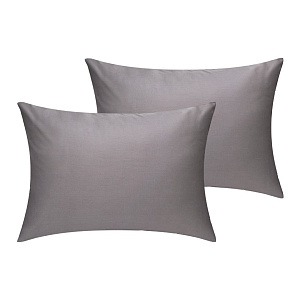Наволочки 50x70см 2шт DE'NASTIA серый сатин NEW хлопок 100% 000000000001215753