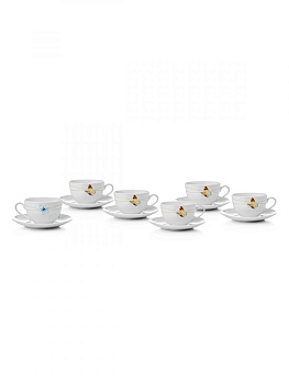 Набор чайный 12 предметов (чашка 250мл-6шт/блюдце 16см-6шт) ESPRADO Mariposa твердый фарфор 000000000001188377