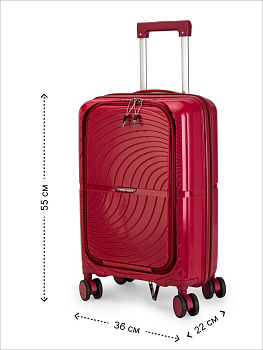 Чемодан на колесах S (36х22х55см) абстракция с дополнительным отделом красный PP 000000000001226567