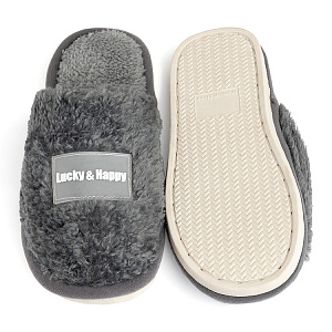 Туфли домашние-тапки р.36-37 LUCKY серый шерпа полиэстер 000000000001220274