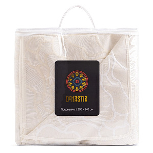 Покрывало 200х240см DE'NASTIA пион2 3слоя молочное жаккард 55%хлопок 45%полиэстер 000000000001212603