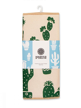 Коврик для сушки посуды 30х40см DE'NASTIA Кактусы молочный/зеленый полиэстер 000000000001202882