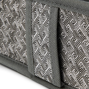 Набор органайзеров для хранения нижнего белья/носков 2шт 33х33х10см  ручка из ткани 16 ячеек + 5 ячеек разделителями меандр серый флизелин/картон 000000000001221541