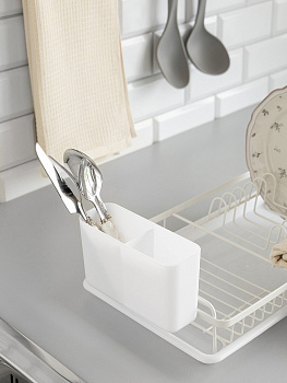 Сушилка кухонная 45x23,5x15см DE'NASTIA с поддоном белый железо/полипропилен 000000000001227722