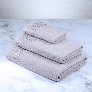 Полотенце махровое 30х60см DINA ME Итальянский бордюр светло-серое плотность 480гр/м 100%хлопок 000000000001210307