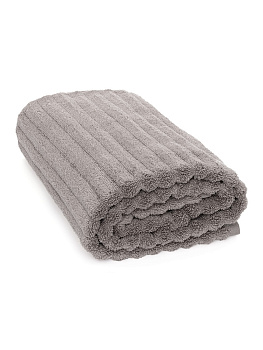 Полотенце махровое 100x150см DE'NASTIA Узкая Волна 500гр серый хлопок 000000000001221595