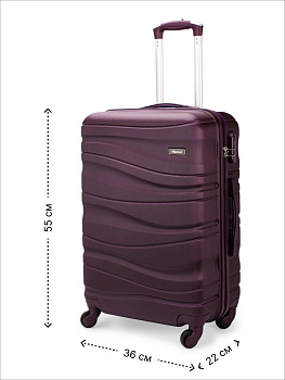 Чемодан на колесах S (36х22х55см) волна бургунд ABS 000000000001226526