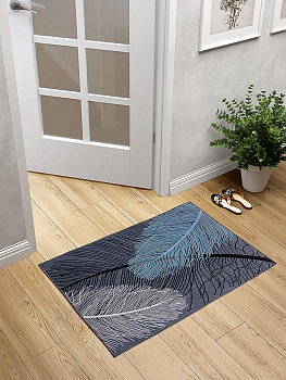 Коврик придверный 60x90см LUCKY Перья фрагмент голубой/серый полиэстер 000000000001200462