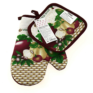 Набор кухонный варежка+прихватка 23х15,5см15,5х15,5см FORA овощи 000000000001184667