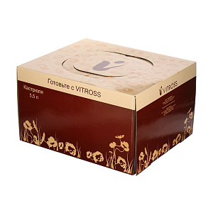 Кастрюля 5,5л VITROSS Белые цветы цилиндрическая форма вишнёвый эмалированная сталь 000000000001114768