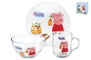 Набор детской посуды 3 предмета (салатник/кружка/тарелка) КОРАЛЛ Свинка Пеппа 000000000001161958