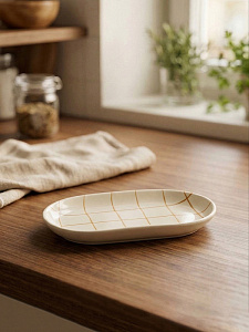 Блюдо овальное 20х16,8см DE'NASTIA lattice коричневый керамика 000000000001231350