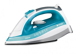 Утюг VITEK VT-1264 мощность 2400Вт. Подошва керамика. Паровой удар. Вертикальное отпаривание. Система самоочистки. Вращение шнура 000000000001193144