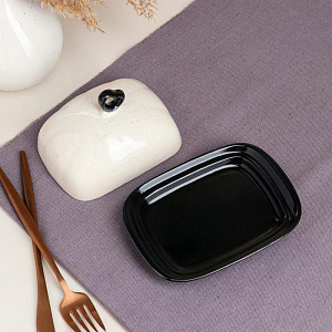 Масленка 15,5см КРР Графит лайт белый керамика 000000000001210830