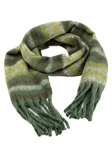 Шарф 40х200см теплый полосы зеленый полиэстер 000000000001229238