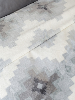 Плед 200x220см DE'NASTIA Полярис белый/серый полиэстер 000000000001229896