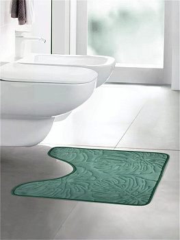 Коврик для туалета 50x50см DE'NASTIA ТРОПИКИ memory зелёный полиэстер 000000000001187524