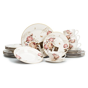 Набор столовой посуды 30 предметов ROSE фарфор Набор столовой посуды 30 предметов ROSE фарфор 000000000001219067
