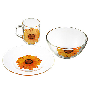 Набор для завтрака Георгин Желтый ОСЗ, 3 предмета 000000000001119936
