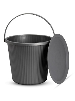 Ведро-стул 10л FORA с крышкой вельвет серый полиэтилен 000000000001227346