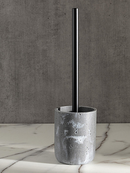 Щетка для унитаза 10см DE'NASTIA Ronda белая волна с подставкой серый полирезина 000000000001227020