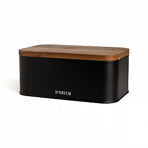 Хлебница 30,5x18,5x12,5см DE'NASTIA деревянная крышка черный нержавеющая сталь 000000000001223846