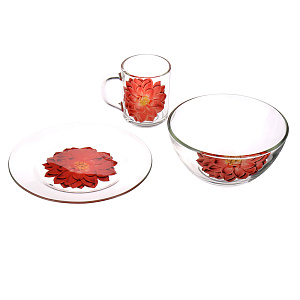 Набор для завтрака Георгин Красный ОСЗ, 3 предмета 000000000001142376