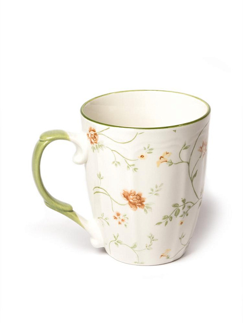 Кружка 340мл DE'NASTIA Provence цветочный принт зеленая кайма фарфор 000000000001231312
