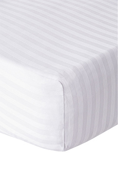 Проcтыня на резинке 200х200+25см DE'NASTIA белая сатин-страйп хлопок100% 000000000001212974
