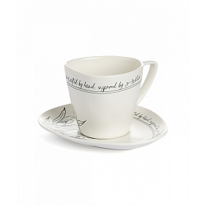 Пара чайная 250мл/блюдце DE'NASTIA Оливки черно-белый фарфор 000000000001225117