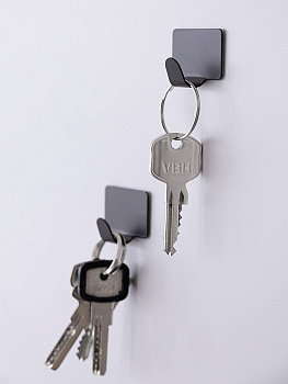 Набор крючков на липучке 2шт 2,5x4см DE'NASTIA черный матовый нержавеющая сталь 000000000001212659