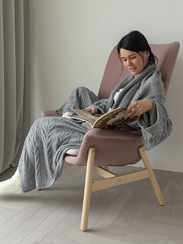 Плед с рукавами 160x160см DE'NASTIA серый акрил 000000000001218620