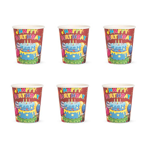 Набор стаканов одноразовых 6шт Happy birthday 000000000001222142
