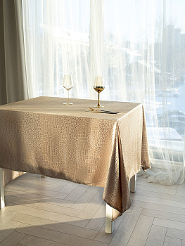 Скатерть 160x250см LUCKY Бархат бежевый полиэстер 000000000001221320