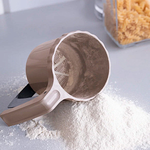 Кружка-сито для просеивания D11см 550мл DE'NASTIA бежевая пластик нержавеющая сталь 000000000001212524